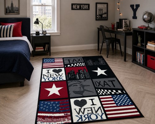 Large usa print rug 120cm - print,